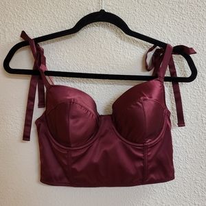 Forever 21 Red Tie Strap Satin Bra Top